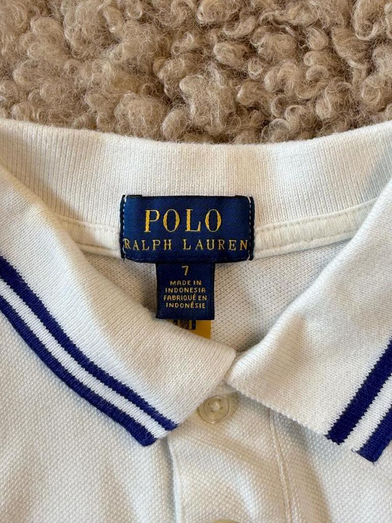 [USED] Ralph Lauren Polo Shirt, White Navy Big Pony Embroidery, Navy, Set of 2