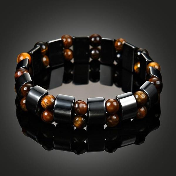 Double Hematite Tiger's Eye Bracelets Men Tiger Eye & Hematite Charm Bracelets for Women Natural Energy Stone Bracelet Jewelry