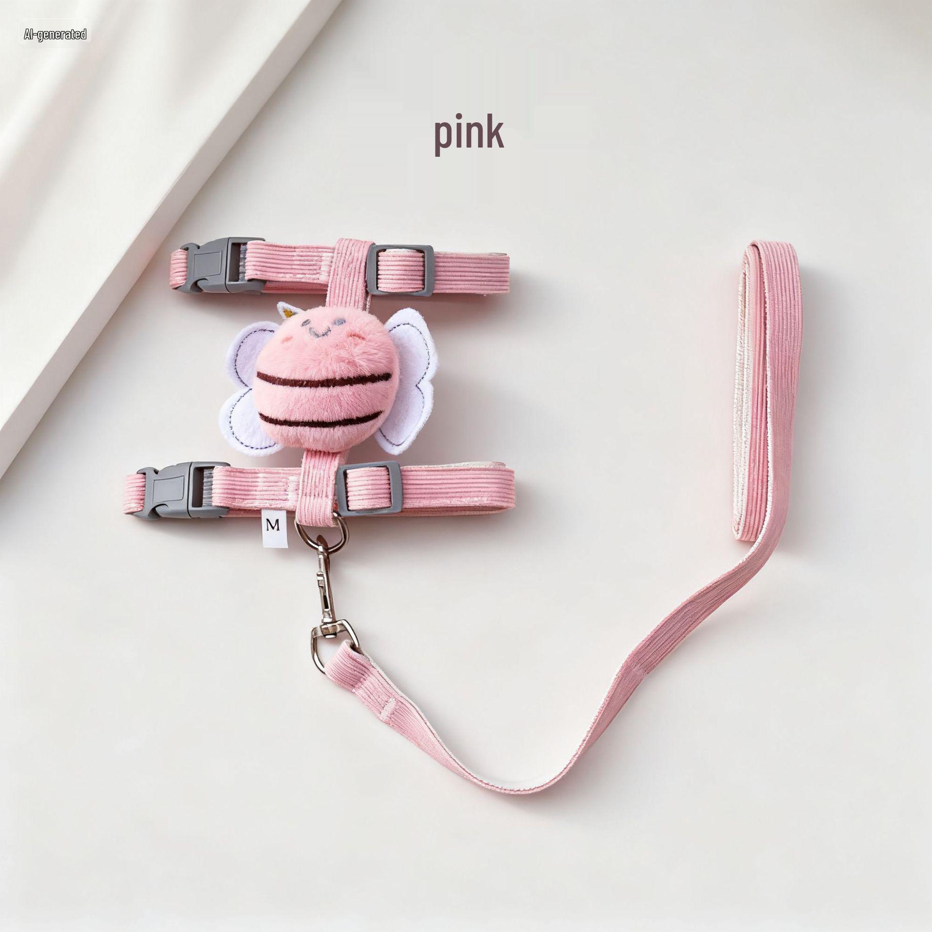 

Cross-Border Bee Vest-Style Puppy & Small Dog Harness with Leash Medium (7-15 lbs) рожевий