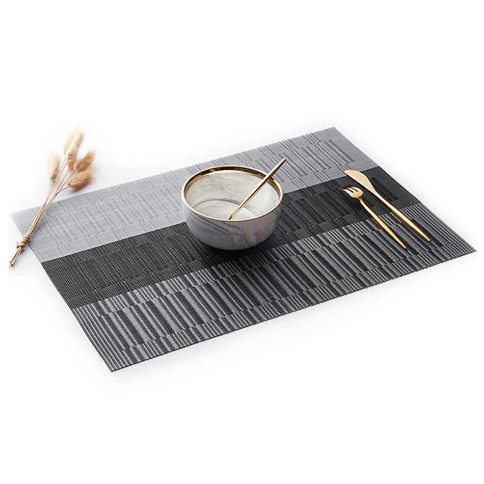 Japanese Style Bamboo Gradient Placemat Set, Non-Slip Heat Resistant Washable Polyester Table Mats for Kitchen Dining Table, Indoor & Outdoor Use