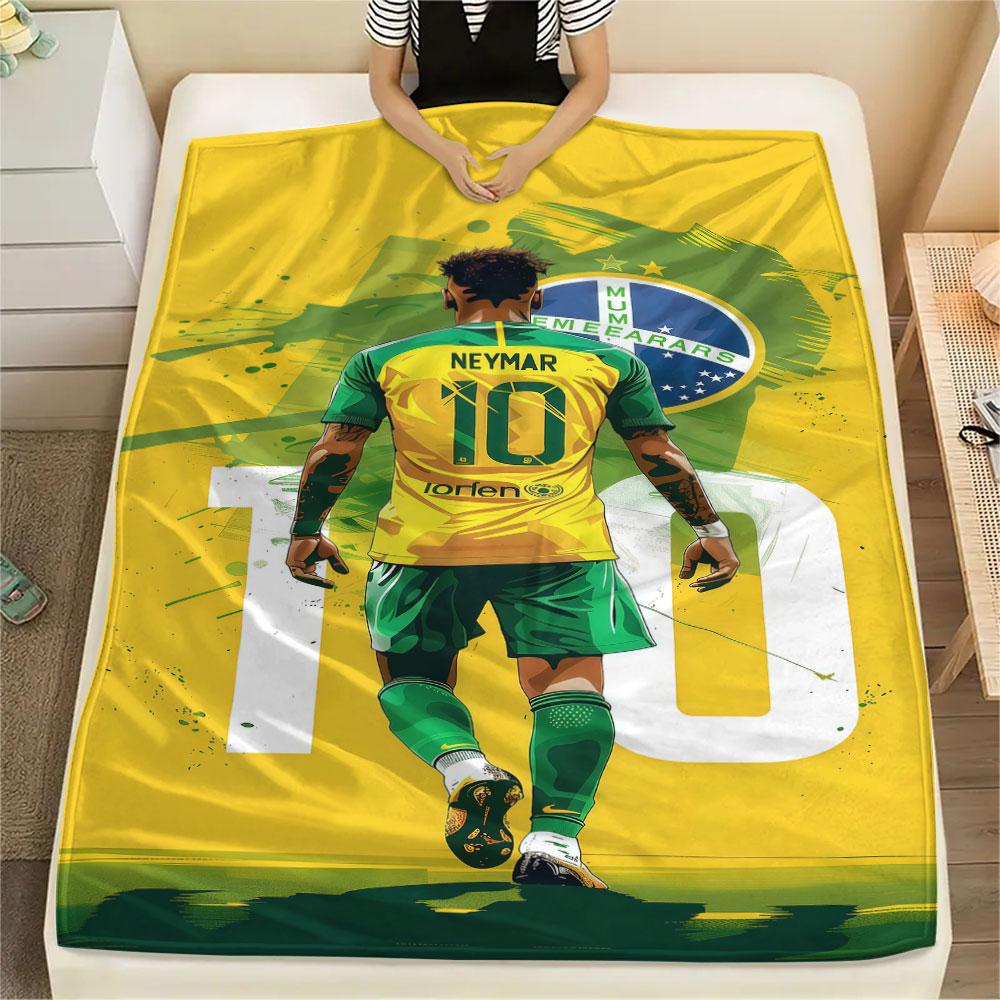 1PC Neymar Jr Patterned Flannel Blanket Suitable For All Seasons for Home Decor Warmth and Comfort Gifts Holiday Present