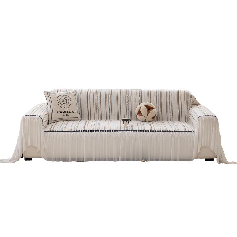 2025 Universal-Sofabezug aus Chenille: Rutschfest, Cremefarben, Vier Jahreszeiten, Einteilige Decke