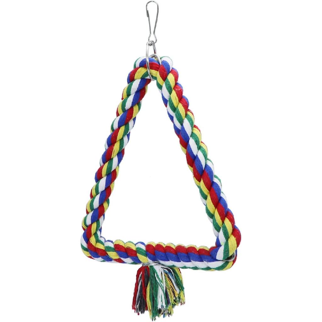 Vogel Dreieck Seil Schaukel Bunter Sitz Stange Kauspielzeug für Papageien Wellensittich Nymphensittich Kakadu (S)