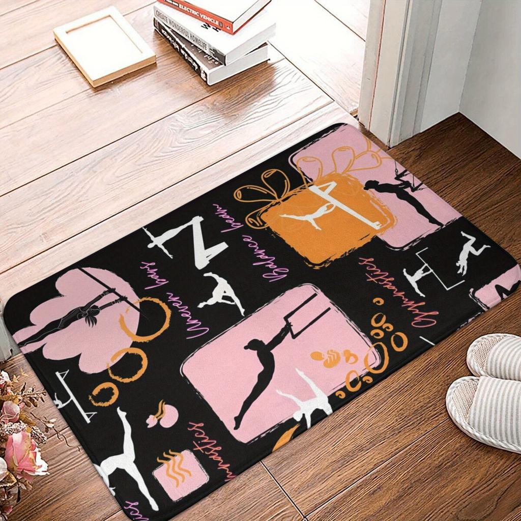 Artistic Gymnastics Silhouette Action Area Rug, Soft Non-Slip Indoor Outdoor Floor Mat for Entrance and Kitchen Decor