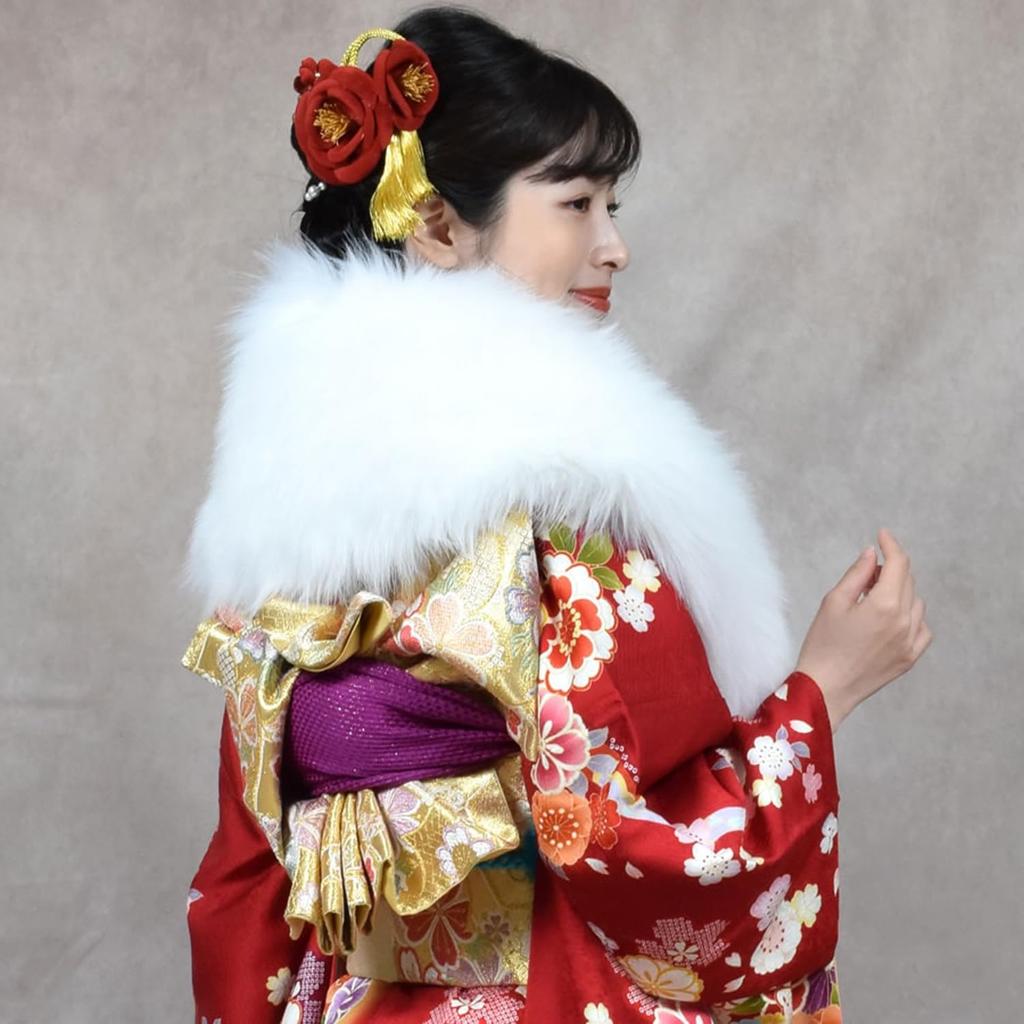 Ceremony Highest Quality Fur Special Fox [HHayashiguchi] Coming-of-age Shawl, Fox-like Shawl, Eco-fur Stole, Kimono, Kimono, Long-sleeved Kimono,