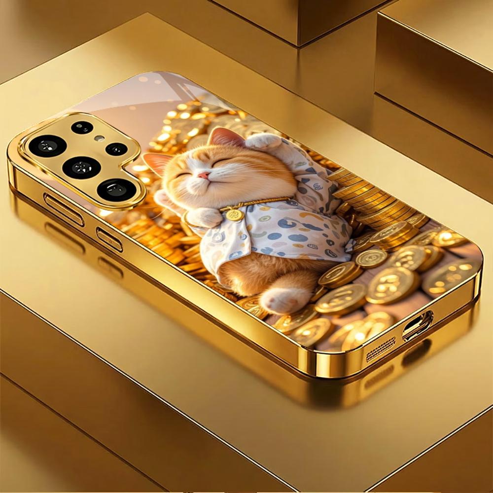

Treasure Luxury kitty High-end PhoneCase Electroplated Glass PhoneCase for Samsung Galaxy S26 S25 S24 S23 S22 S21 FE,Ultra,Plus GalaxyS25