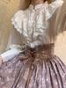 LAVASEON Long Sleeve Retro Perfect for Cute Lace and Balloon Office Princess Mori Girl No Bow Women's Blouse, Commuting, Ruffles, Stand-Up Collar,