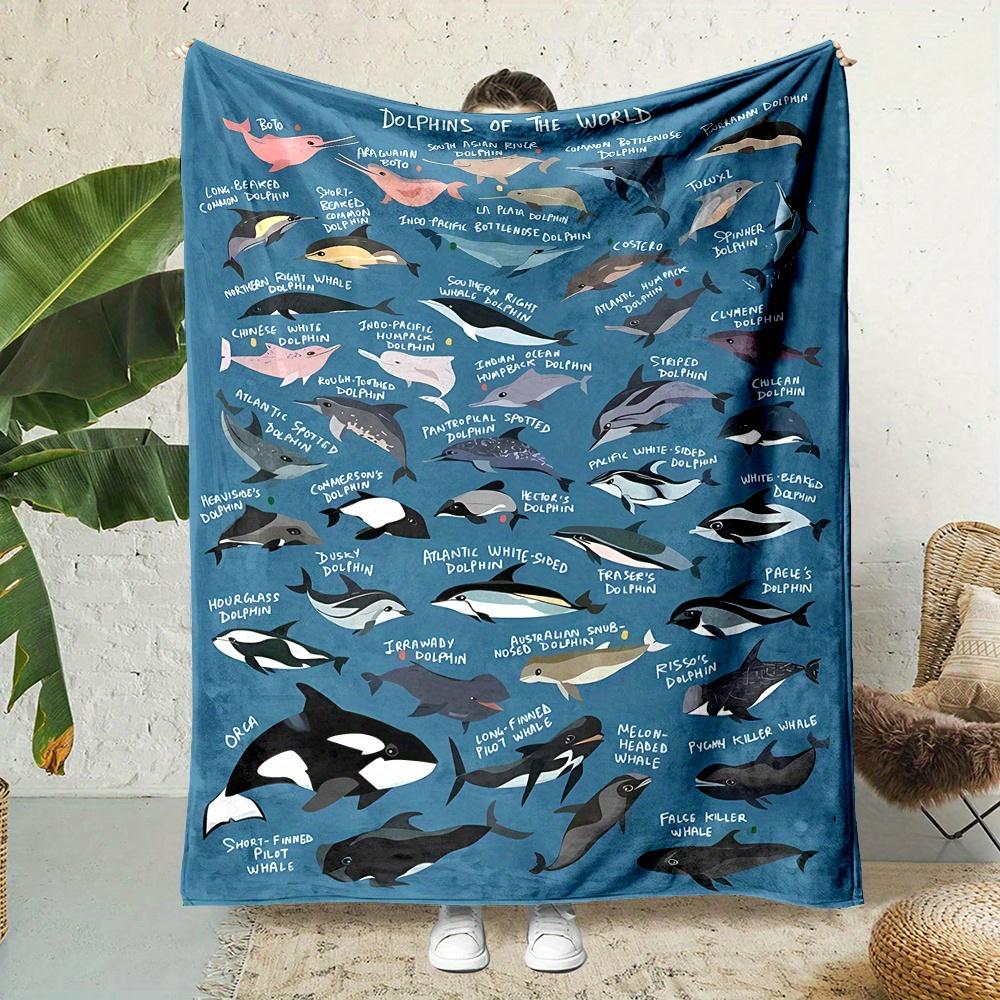 

Ocean Fish Penguin Print Flannel Blanket Reversible AllSeason Soft Polyester Home Office Gift 75x100cm