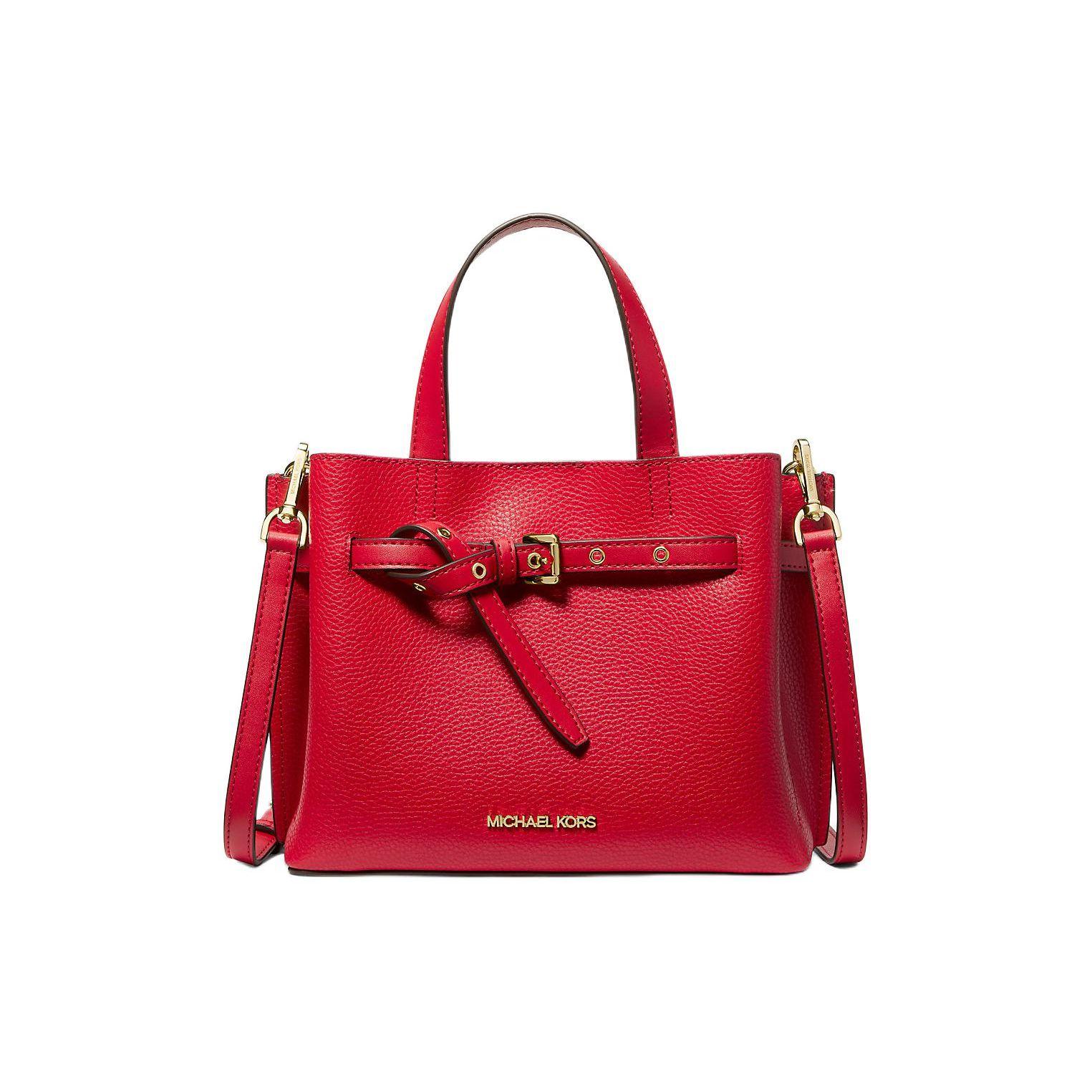 

Michael Kors MK Emilia Сумка ручна, на плече, через плече з логотипом-літерами, однотонна, шкіра з фактурою лічі, маленька, жіноча, яскраво-червона 35F0GU5S5T-BRIGHT-RED Basic Set (Bag+Dust Bag)