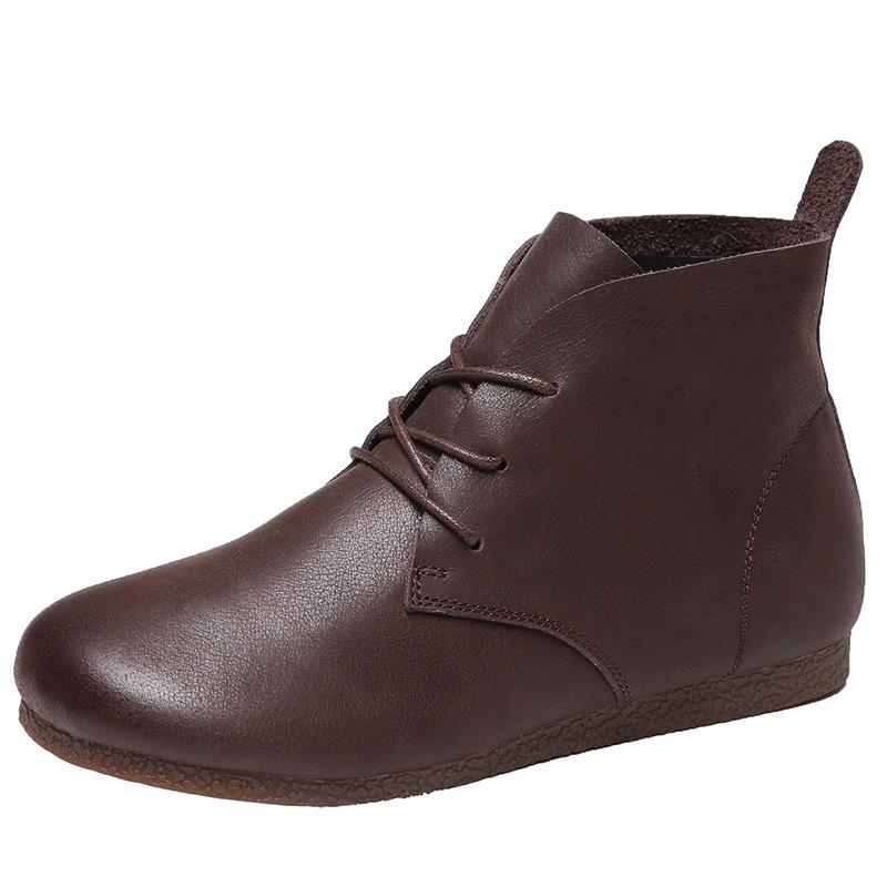 Women's Marton Boots Genuine Leather Autumn Lace-up Motorcycle Boots Ladies British Style Women's Ankle Boots