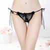 Sexy Open Cut Thong Lace T Pants Women's Underwear Solid Transparent Low Waisted Large Size Sexy Lace Up Panties