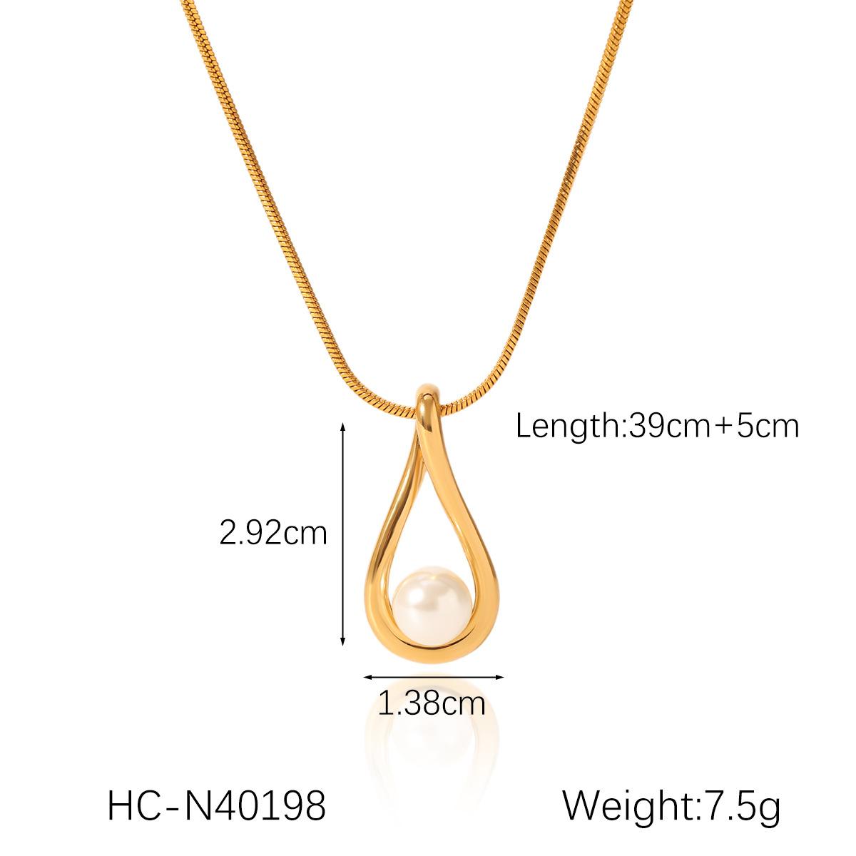 Elegant Hollow-Out Waterdrop Pearl Necklace Titanium Steel Collarbone Chain Jewelry for Women