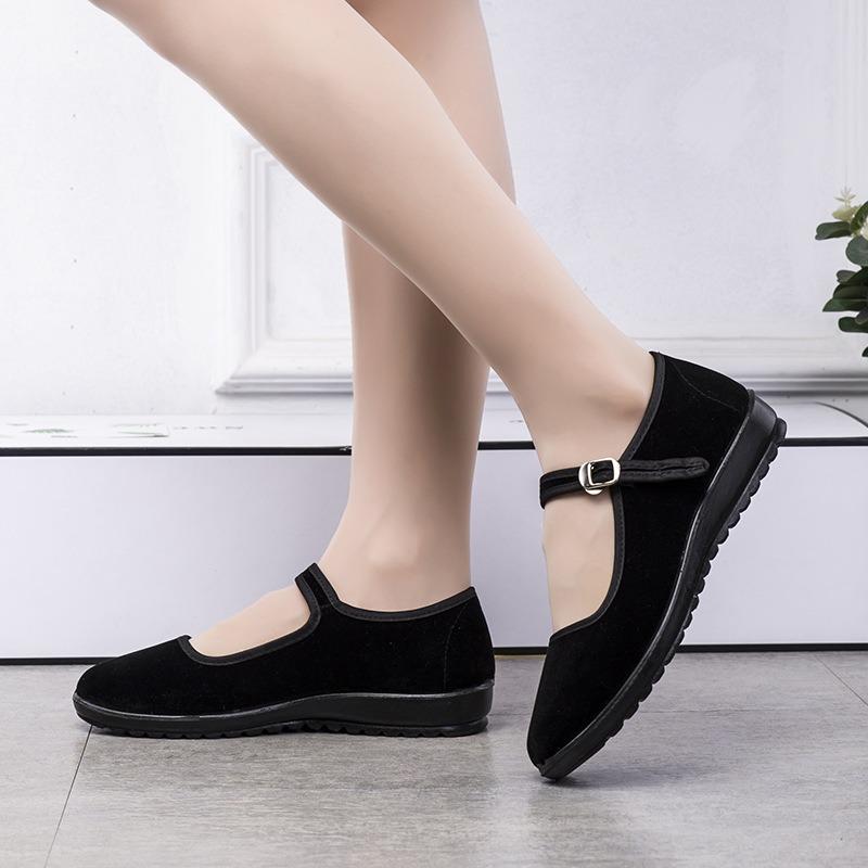 Old Beijing Cloth Shoes Women's Casual Dance Flats Hotel Mother Non-slip Breathable Non-slip Wear-resistant Black Cloth Shoes