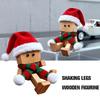 Christmas Shaking Wooden Man Figurine Handmade Shaking Desktop Wooden Doll Interior Auto Car Dashboard Feet Decor Accessori D7A4