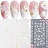 Nail Seal 3-piece Set Sticker Hollow 5D Flower Butterfly Leaf Three-dimensional Carving Multiple Styles DIY White