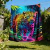 Neon Leopard Print Outdoor Blanket, Soft And Comfortable Blanket, Casual Warm Outdoor Blanket, Camping Travel Blanket, Good Birthday Gift 1179