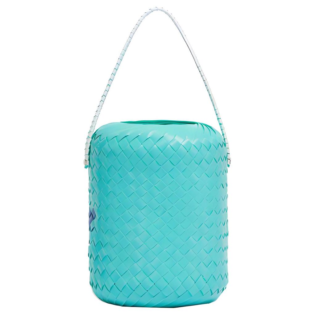 Marni Market Letter Patch Whale Pattern Polypropylene And Leather Bucket Bag Women Handbags Light-Blue SHMH0123A1RF081JQC57