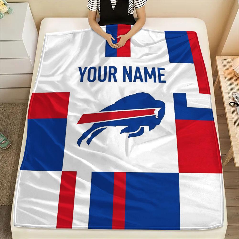 Custom Name,Buffalo Bills Printed Flannel Blanket, soft throw for bedroom sofa, washable, Christmas present, great gift.
