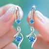 Pink Blue White Zircon Love Heart Female Drop Earrings For Women Dainty Jewelry Trend Silver Color Crystal Stone Wedding Earring