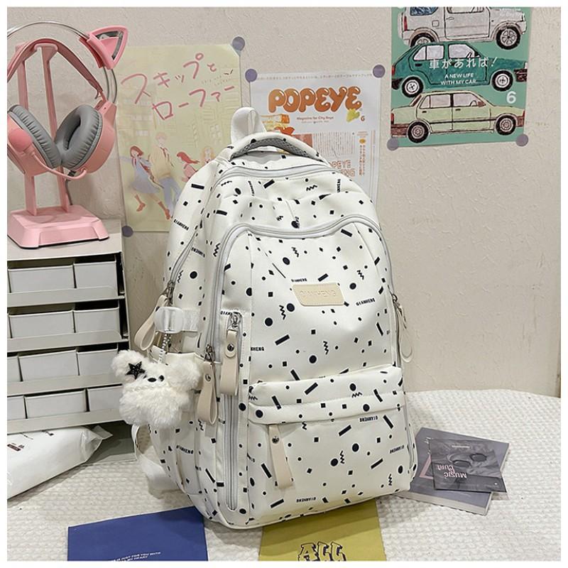 

Schoolbag Junior High School Girl Student Face Value Large Capacity Backpack Travel College Female 31x17x45 single package белый