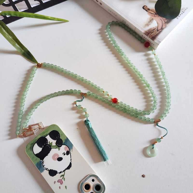 New Chinese Safety Buckle Fringed Beaded Messenger Chain Long Necklace National Style Antique Style Accessories Women'S Cheongsam Retro Yingluo