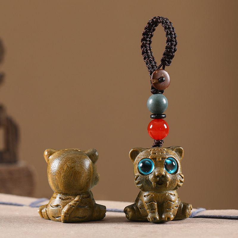 Auspicious Green Sandalwood Dragon Zodiac Cartoon Keychain & Universal Phone Lanyard