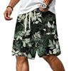 Men Corduroy Drawstring Shorts with Letter Print Relaxed Fit Hawaiian Style Floral Patterned Lightweight Pants