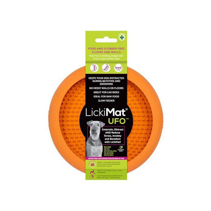 Mata do lizania z przyssawkami - LICKIMAT - Lickimat UFO - 17.2x28.7x7.5 cm - Pomarańczowy - 7 przyssawek