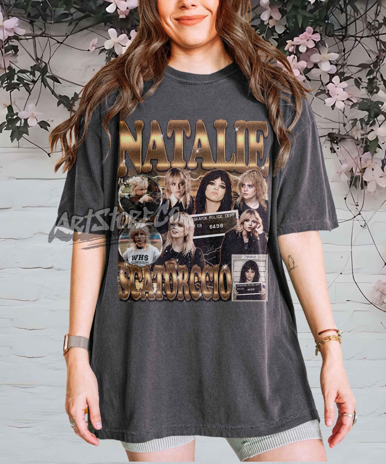 Natalie Scatoroccio Mugshot Graphic Tee, Retro Vintage Style Apparel XL