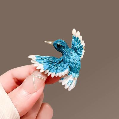 Chinese-style Blue-winged Bird Brooch, High-end Feminine Charm, Retro Brooch, Overcoat Suit, Corsage Design Sense