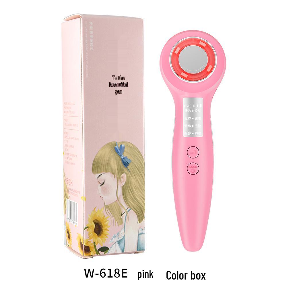 Ultrasonic Electronic Facial Beauty Device with Red & Blue Light Therapy