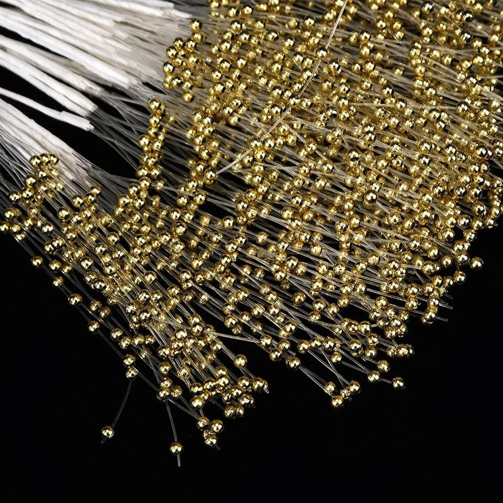 100 szt. Sztuczne Perły Koraliki na Patyczkach 3mm Akcesoria do DIY Dekoracja Sznurek z Koralików Wesele Impreza