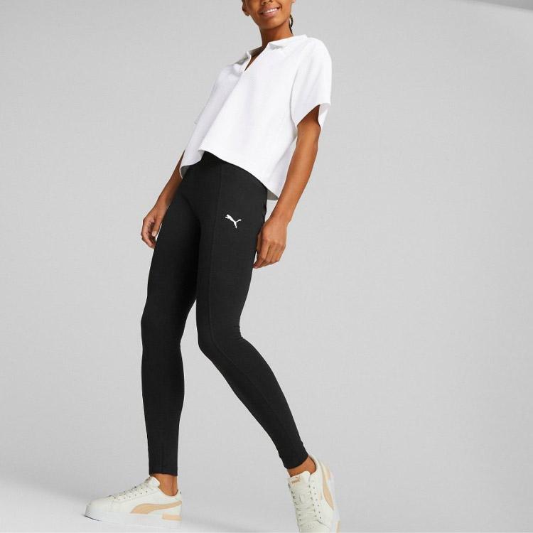 Puma Solid Color Logo Print Sports Leggings Women leggings Black 676695-01
