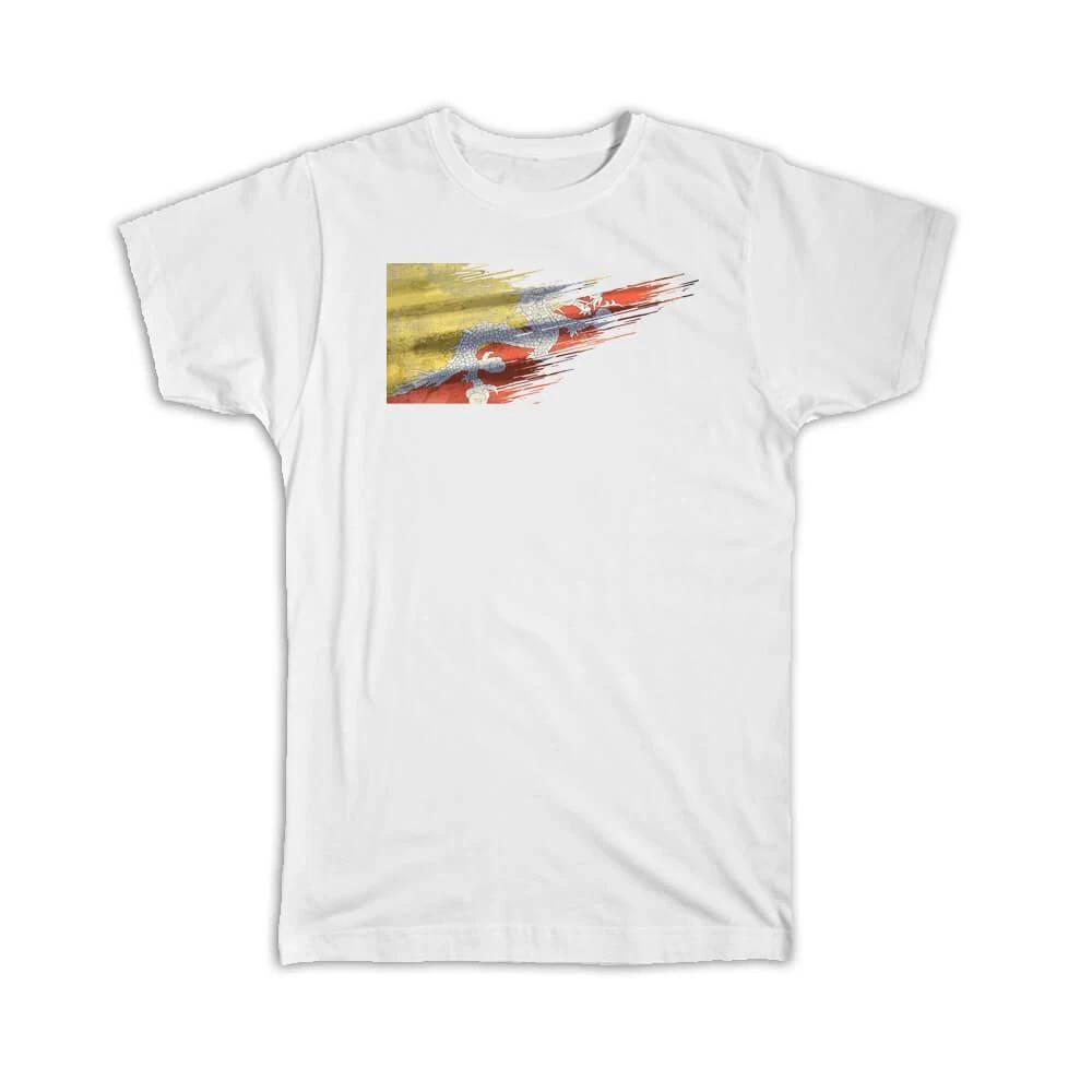 Gift T-Shirt : Bhutan Flag Modern Country Expat L
