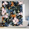 Watercolor Floral Print Shower Curtain, Luxury Home Decor Bath Mat Liner, 3D High Definition Printing Waterproof, Flower Decorat