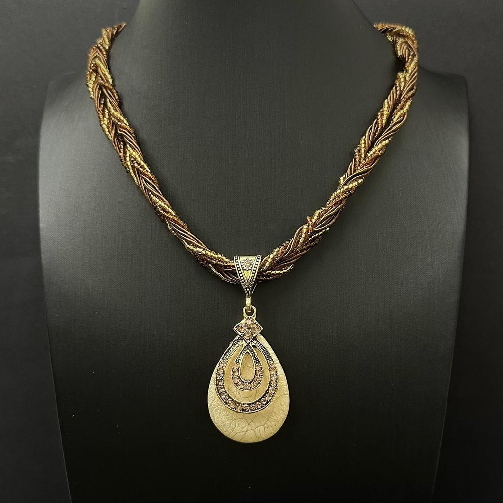 Bohemian Vintage Ethnic Water Drop Necklace with Bead Pendant