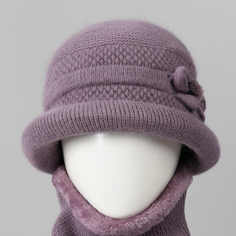 Ji Grandma Hat Warm Rabbit Fur Hat Female Old Lady Mother Hat Fleece Basin Hat