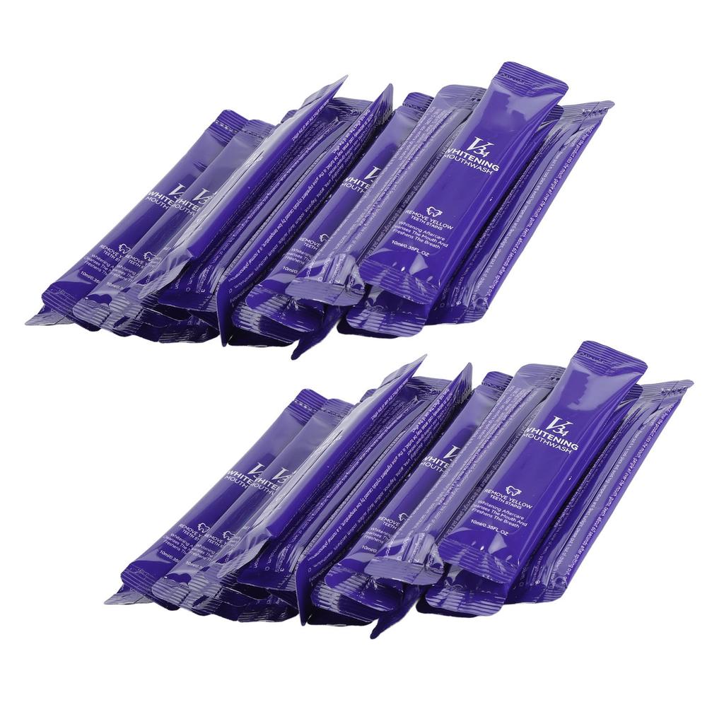 40pcs 10ml Travel Size Mouthwash Packets Whitening Teeth Mouthwash Refreshing Breath Mouthwash for Oral Care Purple