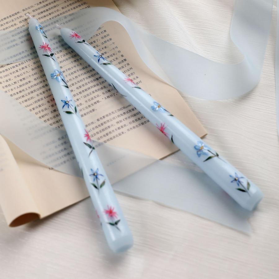 2 шт./Коробка 9,85 дюймов Конические ароматические свечи Романтичные Расписанные вручную Розы Длинные Свечи Для Украшения Дома Свечи Свадебные Украшения