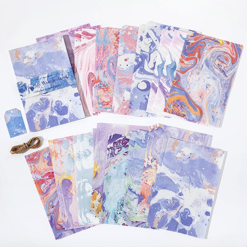 30 Pcs Water Texture Vintage Material Paper Decorative Diary Album Scrapbooking Handmade Scrapbooking Background Paper