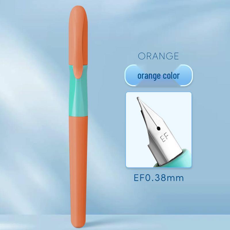 Refillable Ergonomic Fountain Pen for Students - Transparent Colored Plastic Design