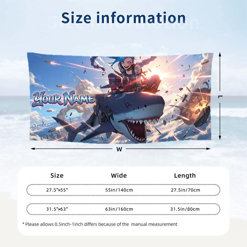 Custom Text Beach Towel, Soft Absorbent Swimming Multi-use TowelLeague of Legends