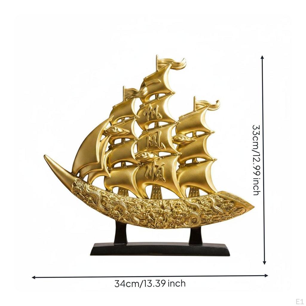 Smooth Sailing Boat Statue Housewarming Gift Feng Shui Wealth Ship Light Elegant Design Sailboat
