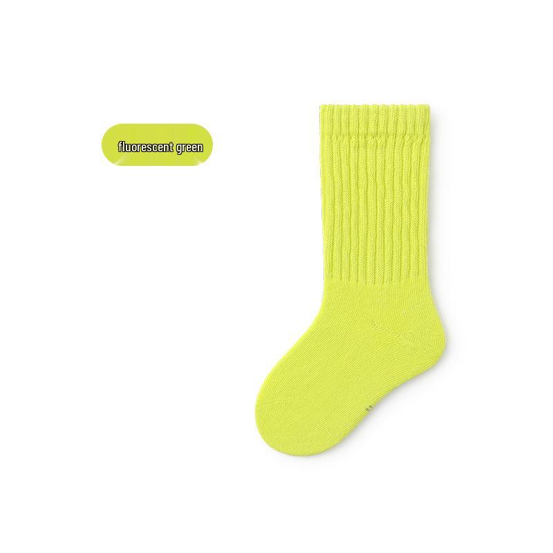 Children's Mid-Calf Cotton Socks for Boys and Girls - Spring/Autumn Style, Loose-Top Princess Design, Infant & Student Sports Socks.