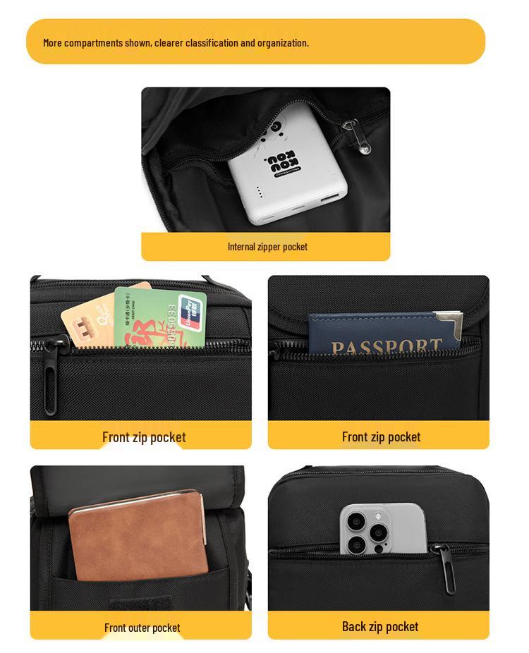 Men's Trendy Multi-Layer Crossbody Bag - Versatile Casual Vertical Shoulder Sports Backpack