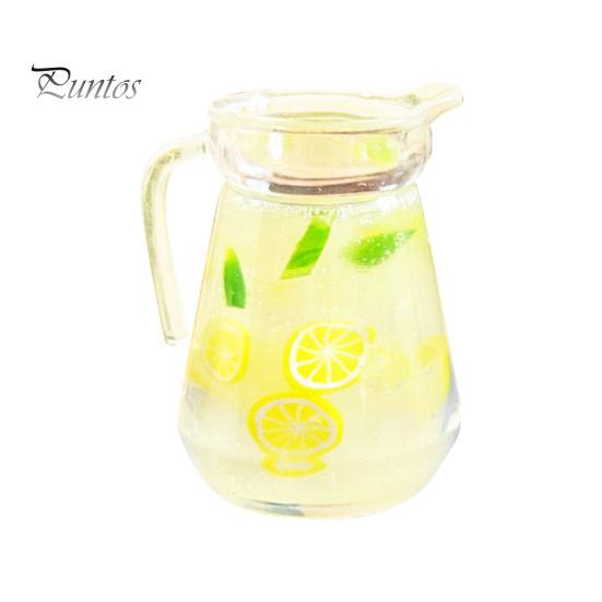 Miniature Lemon Tea Set Realistic Dollhouse Furniture Tea Set Simulation Lemonade Kettle Cup Drink Model for 1:6 1:12 Scale Doll House Mini Landscapes