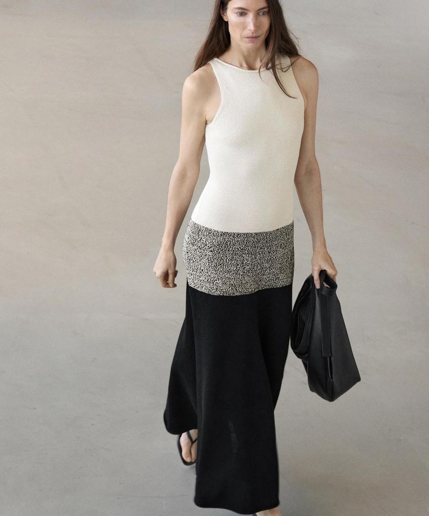 Masimodutti 100% Cotton Contrast Knit Midi Dress