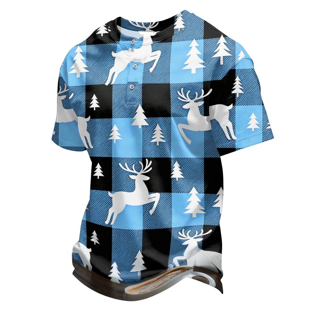 Men's Quick Dry Short Sleeve Neck T-Shirt with Christmas Print