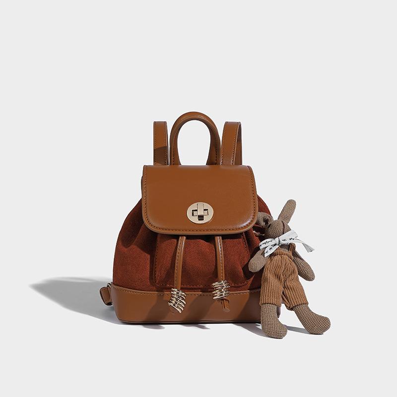 Unique Design Women s Small Backpack 2024 Spring/Summer New High-Quality Fashionable Color-Block Handbag Shoulder Bag коричневый