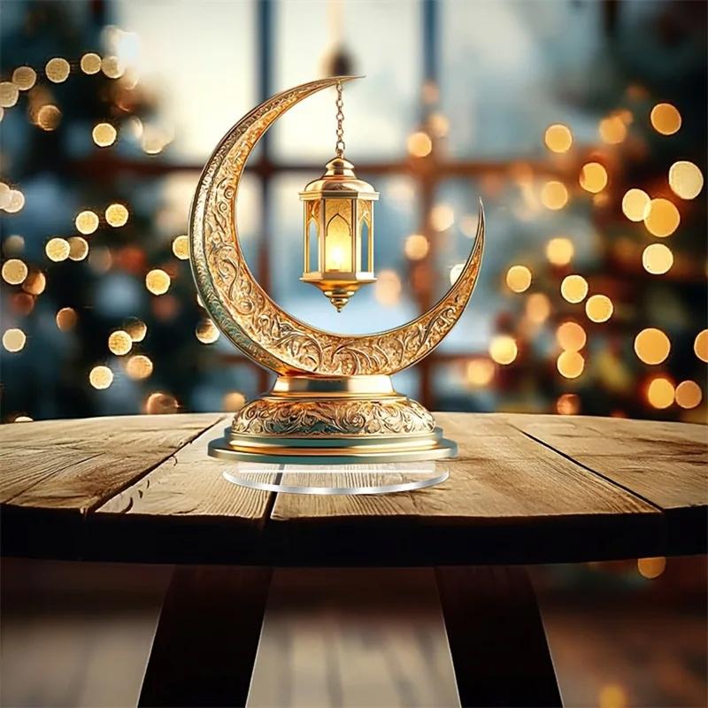 Ramadánová stolní dekorace Krásná výzdoba Eid al-Fitr Akrylová měsíční ozdoba Ozdoba na odpočet do Ramadánu Pro